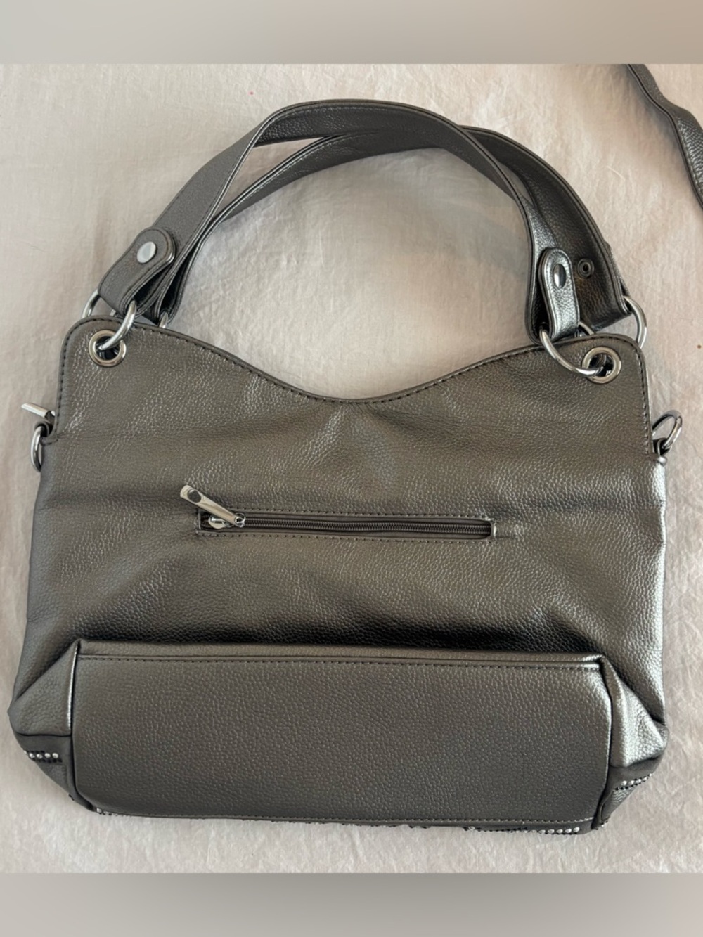 Studded Mandala Crossbody Bag Grey Boho Western Festival Rhinestone Statement - Picture 6 of 9